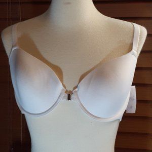 Demi Coverage White Front Closure Racerback Bra